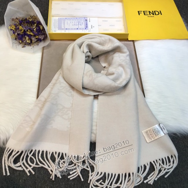 FENDI米駝色羊毛和羊絨雙面圍巾 芬迪2021最新款圍巾  mmj1441